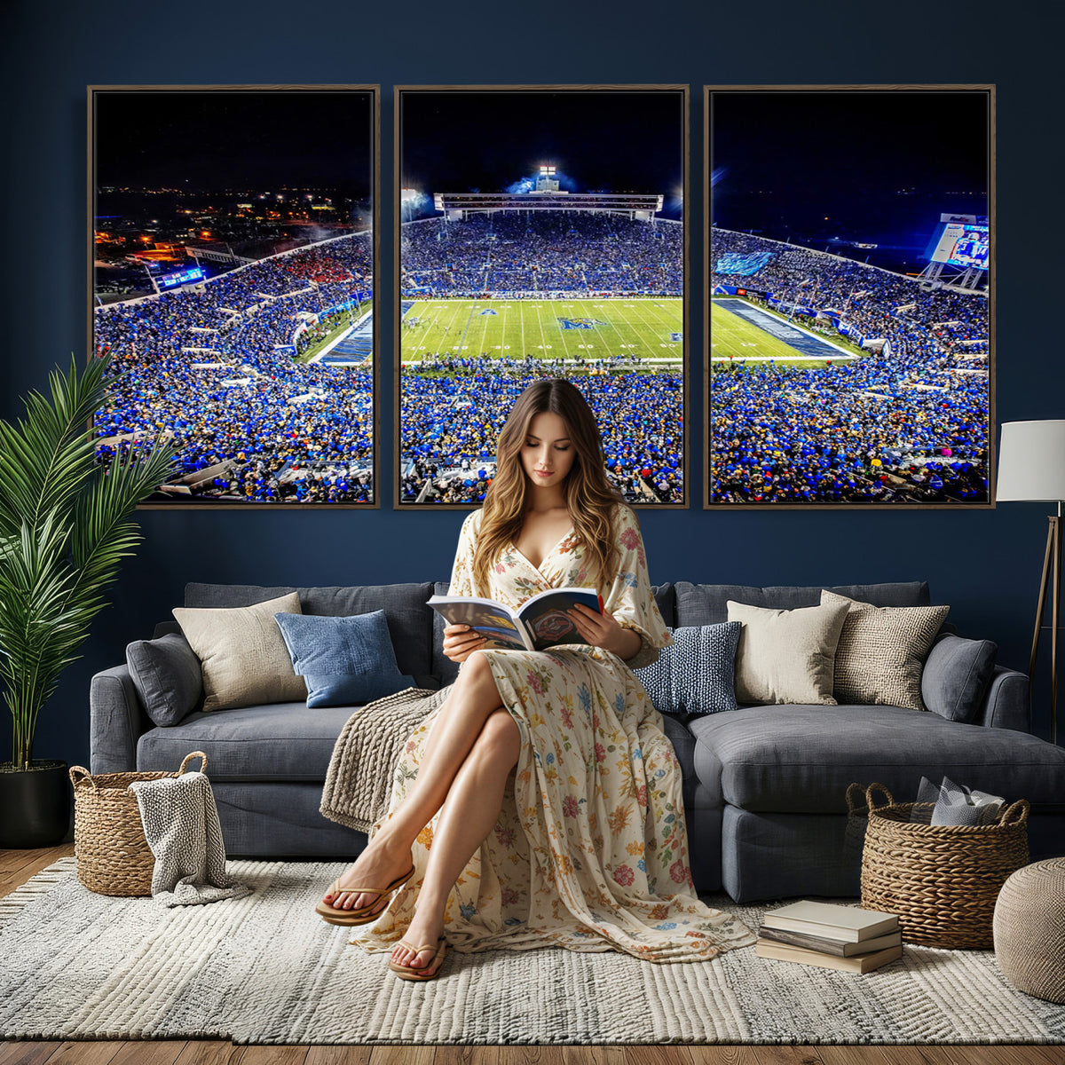 11665-PAN-FL-20X10 - University of Memphis Tigers Football Team Print - Memphis Simmons Bank Liberty Stadium Wall Art