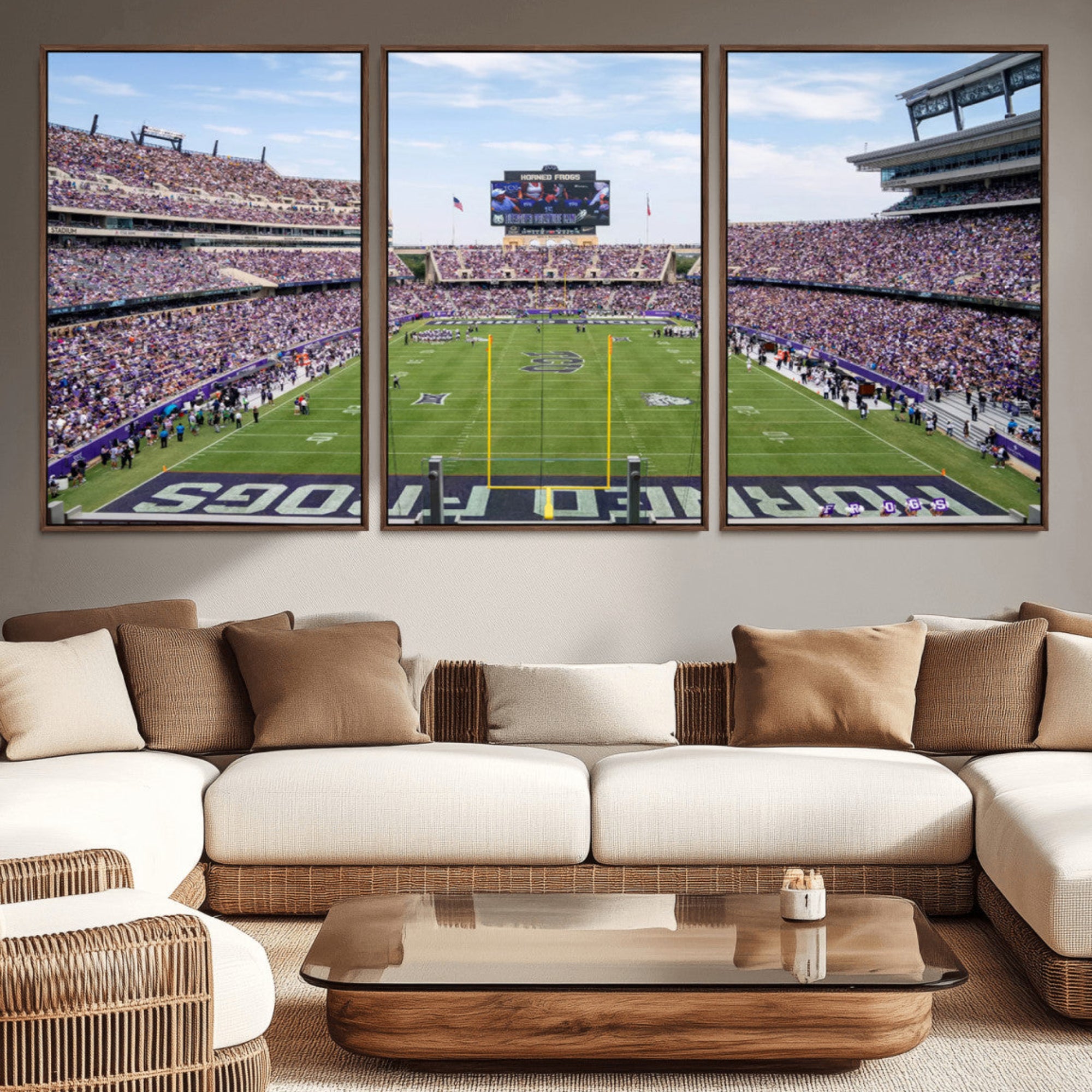 27650-MGV-CV-36X24-TCU Horned Frogs Football Team Print - Fort Worth Amon G. Carter Stadium Wall Art Canvas Print