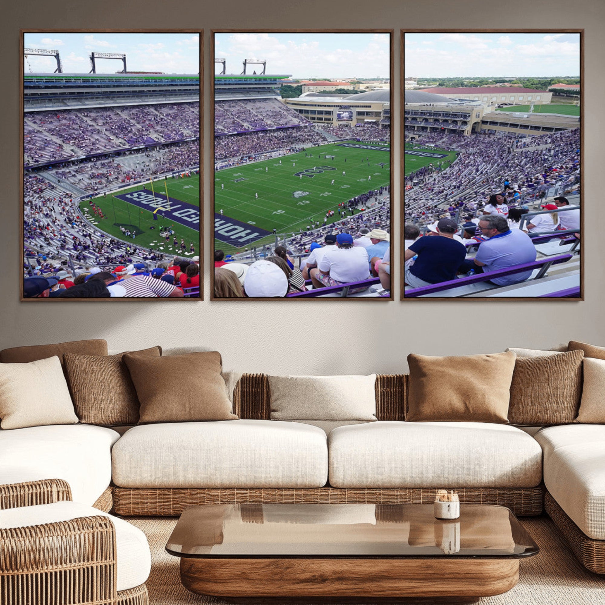 95139-MGV-CV-36X24-The Texas Christian University TCU Horned Frogs Football Team Print - Fort Worth Amon G. Carter