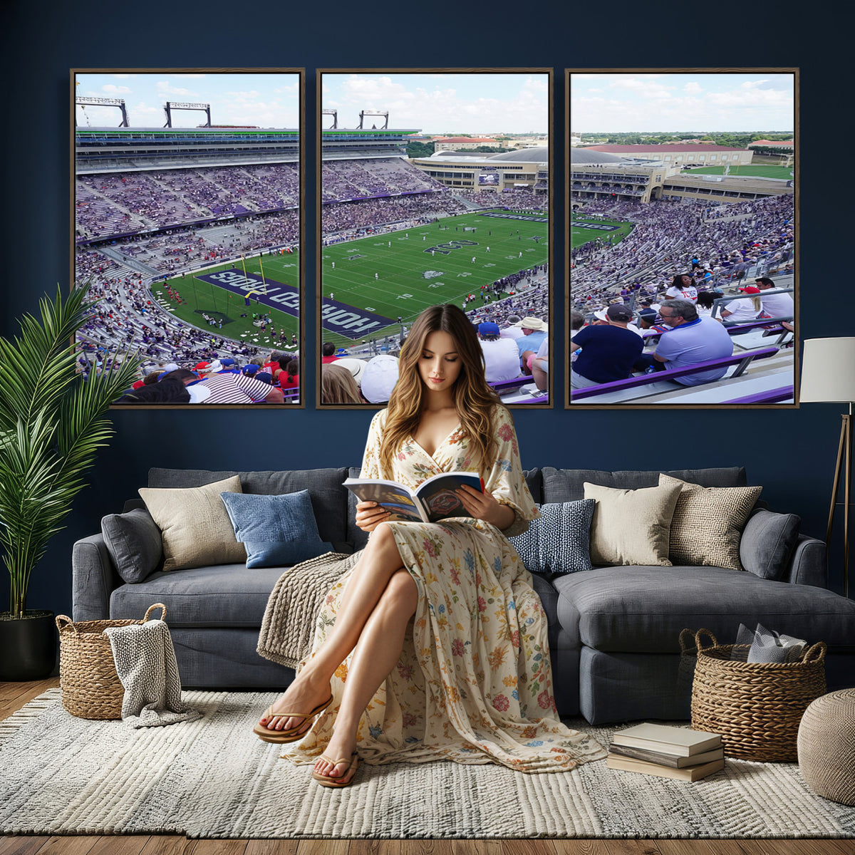 95139-MGV-CV-36X24 - The Texas Christian University TCU Horned Frogs Football Team Print, Fort Worth