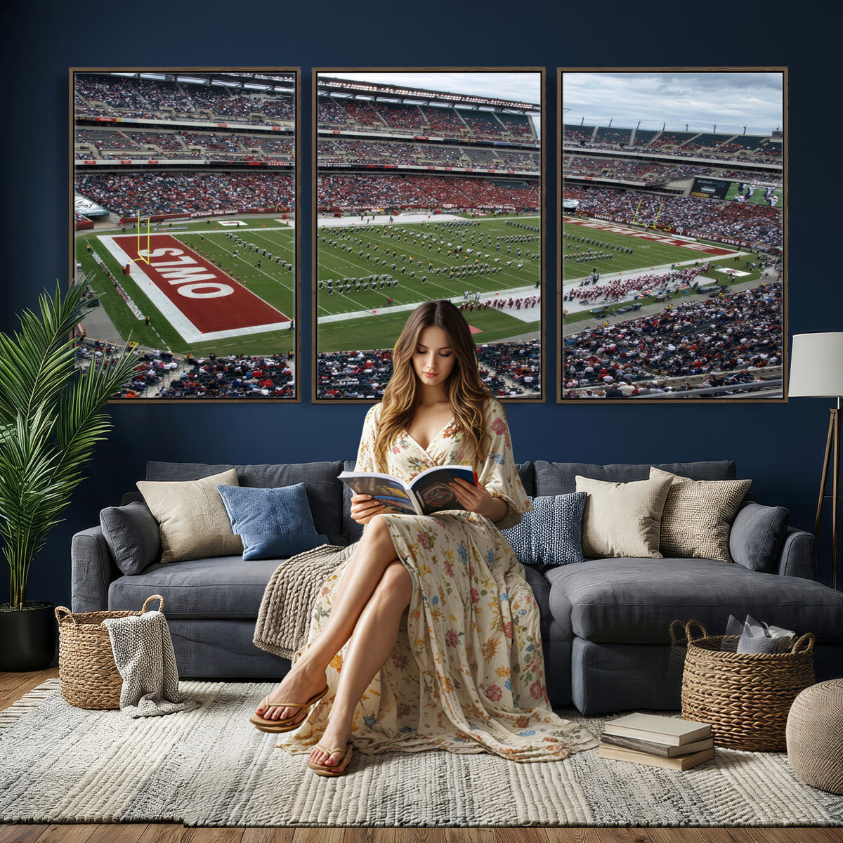 15310-PAN-FL-20X10 - The Temple University Owls Athletics Team Print - Philadelphia Lincoln Financial Field Stadium Wall