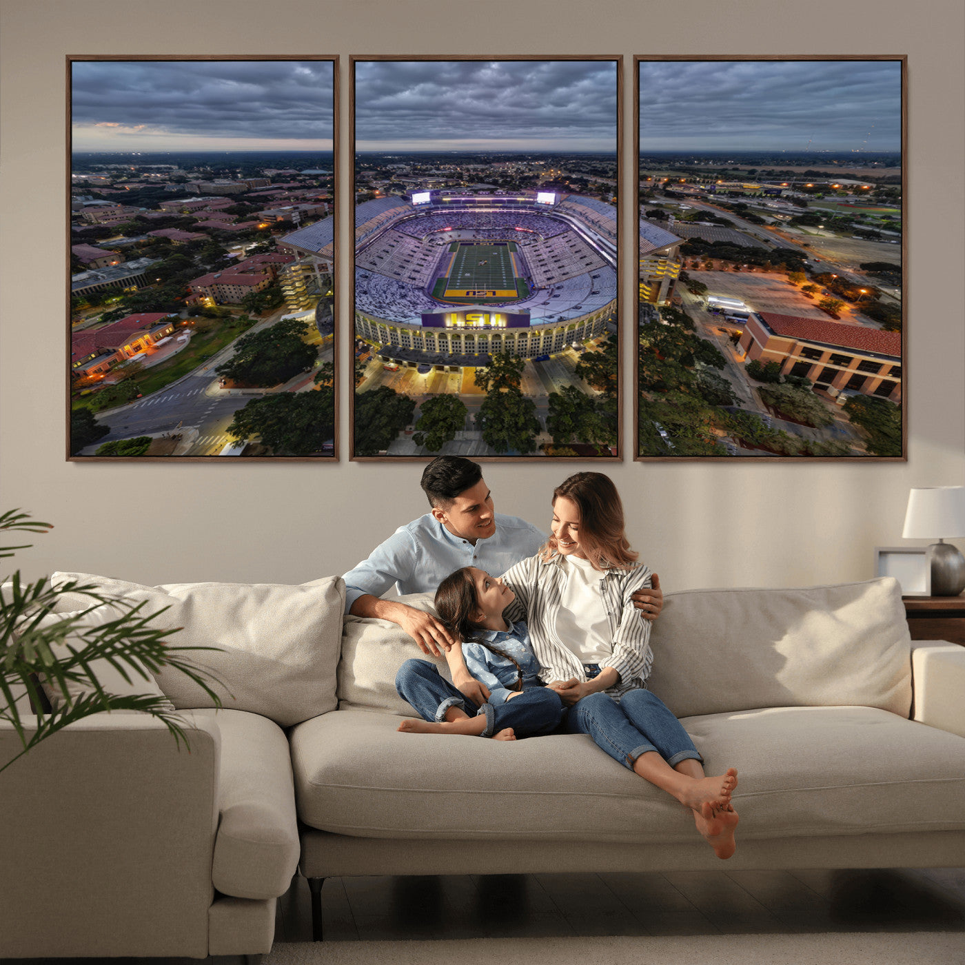 MGV-FC-60X30-3P - The Louisiana State University Tigers Football Team Print - Baton Rouge Tiger Stadium Wall Art