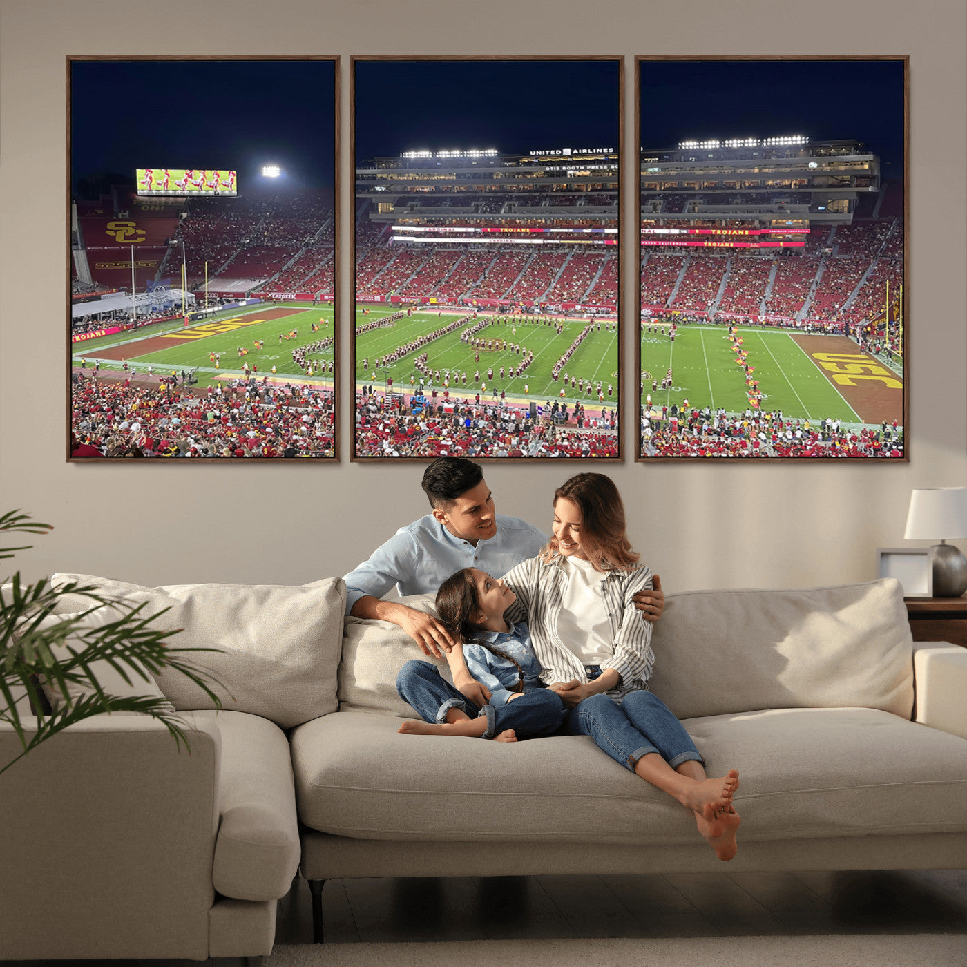 MGV-FC-60X30-3P - The University of Southern California USC Trojans Football Team Print - Los Angeles Memorial