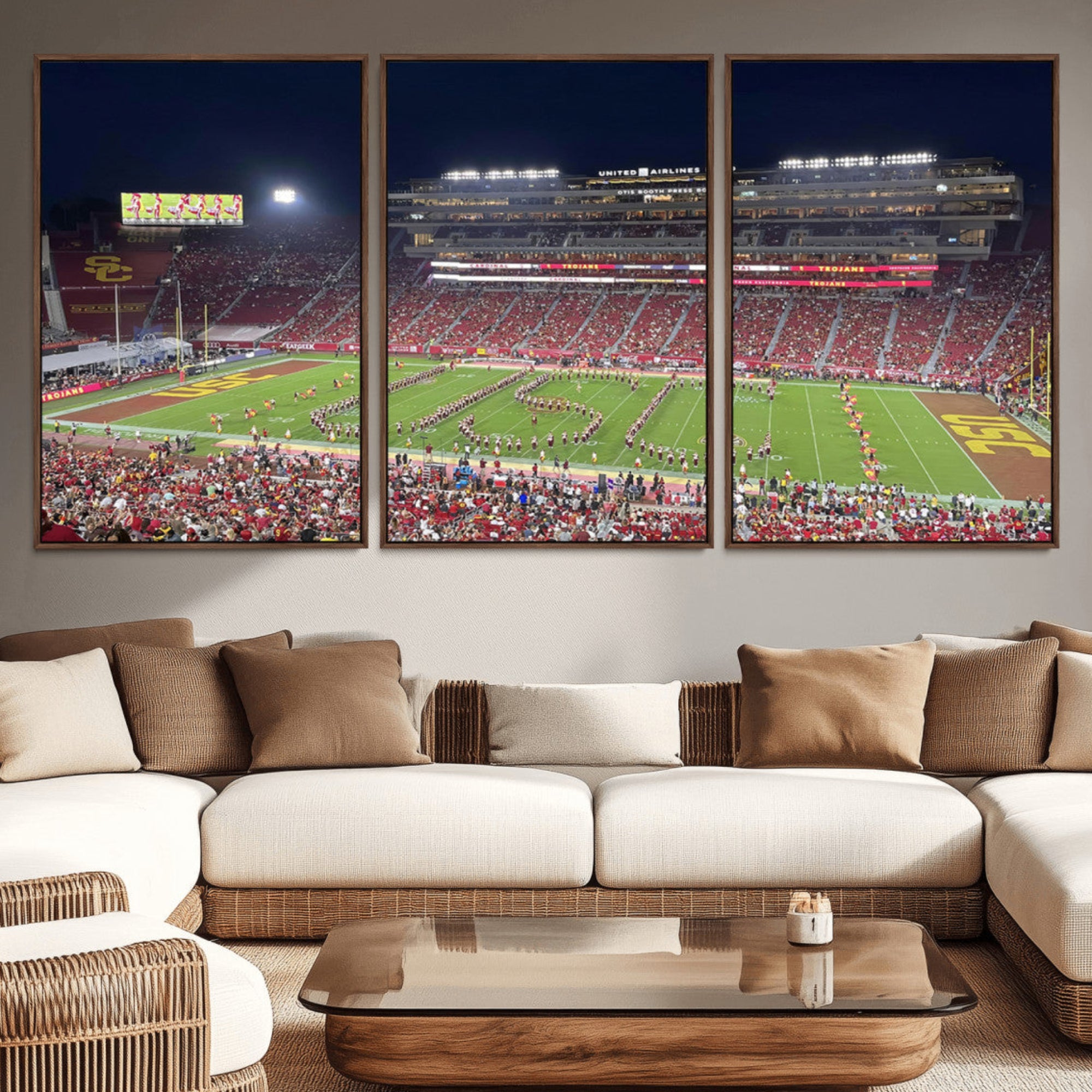 26280-MGV-CV-36X24-The University of Southern California USC Trojans Football Team Print - Los Angeles Memorial