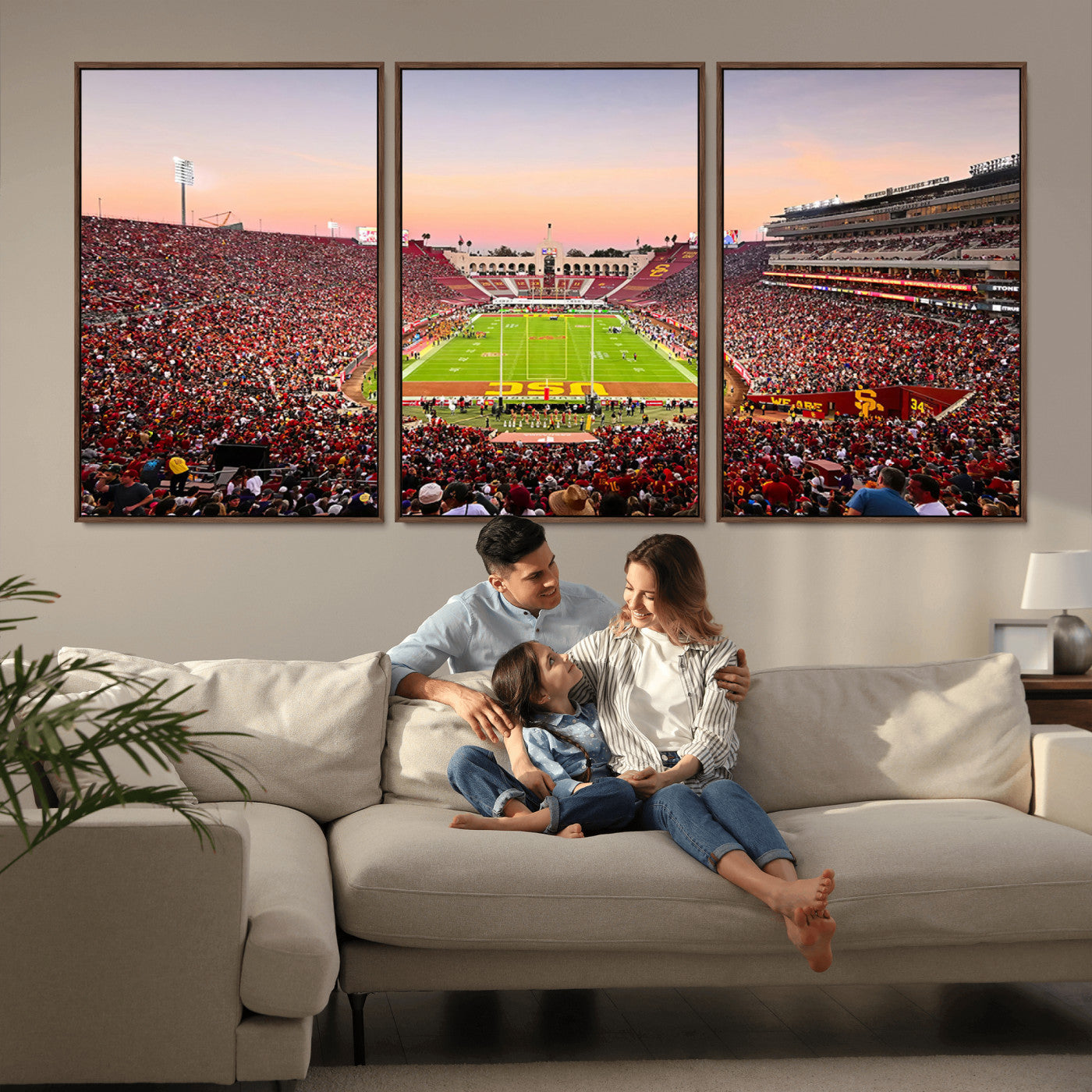 MGV-FC-60X30-3P - The University of Southern California USC Trojans Football Team Print - Los Angeles Memorial