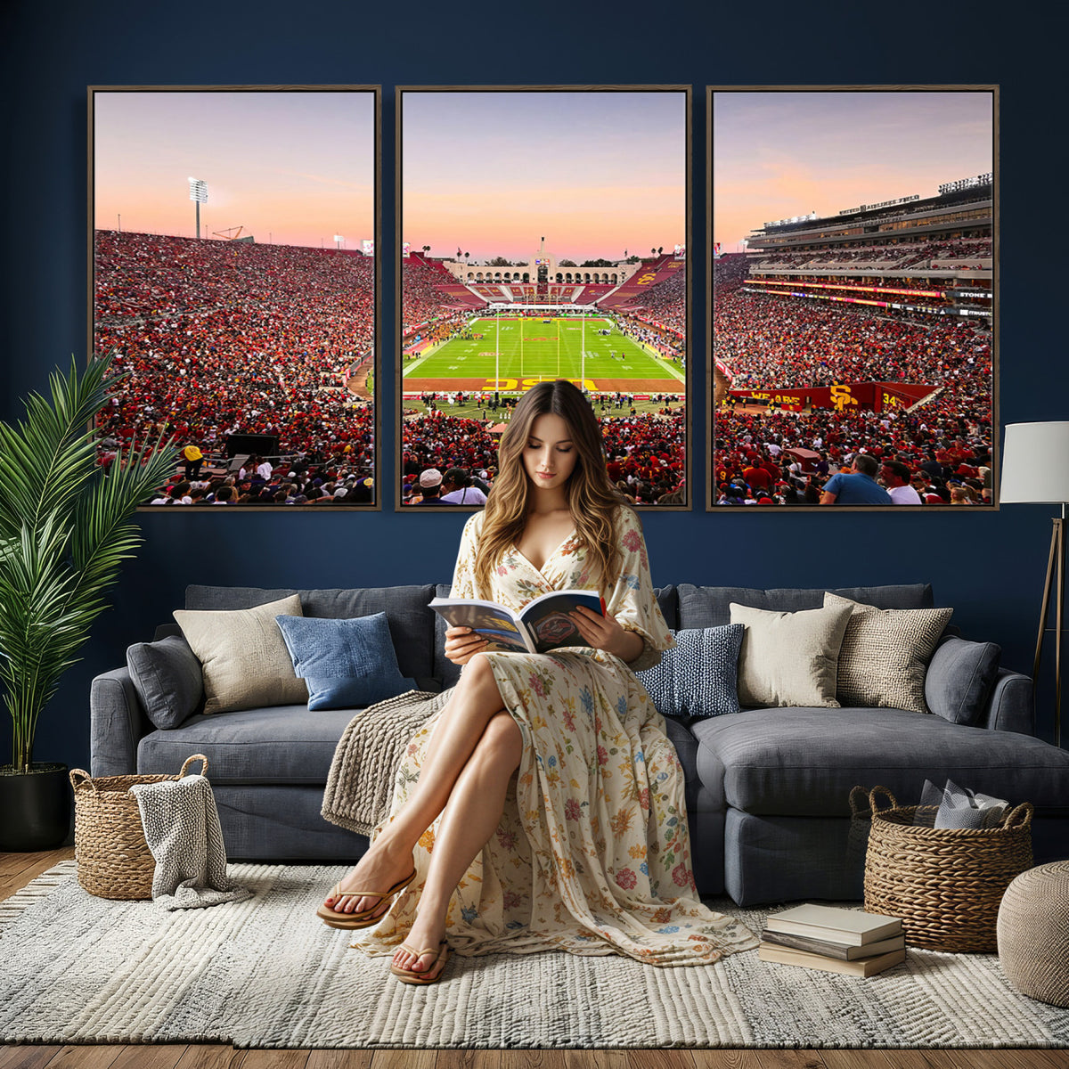39904-MGV-CV-36X24 - The University of Southern California USC Trojans Football Team Print, Home Bar Wall Decor