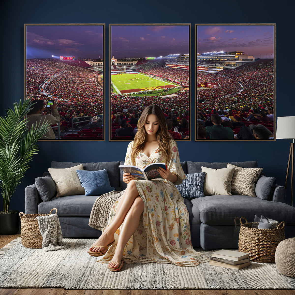 73373-MGV-CV-36X24 - The University of Southern California USC Trojans Football Team Print, Extra Large Game Room Wall Decor