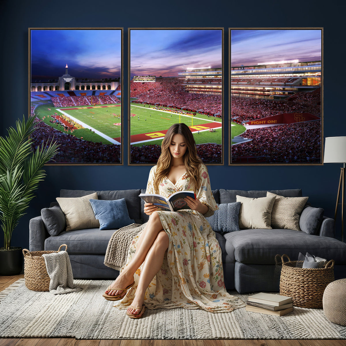 71879-MGV-CV-36X24 - The University of Southern California USC Trojans Football Team Print, Framed and Ready to Hang