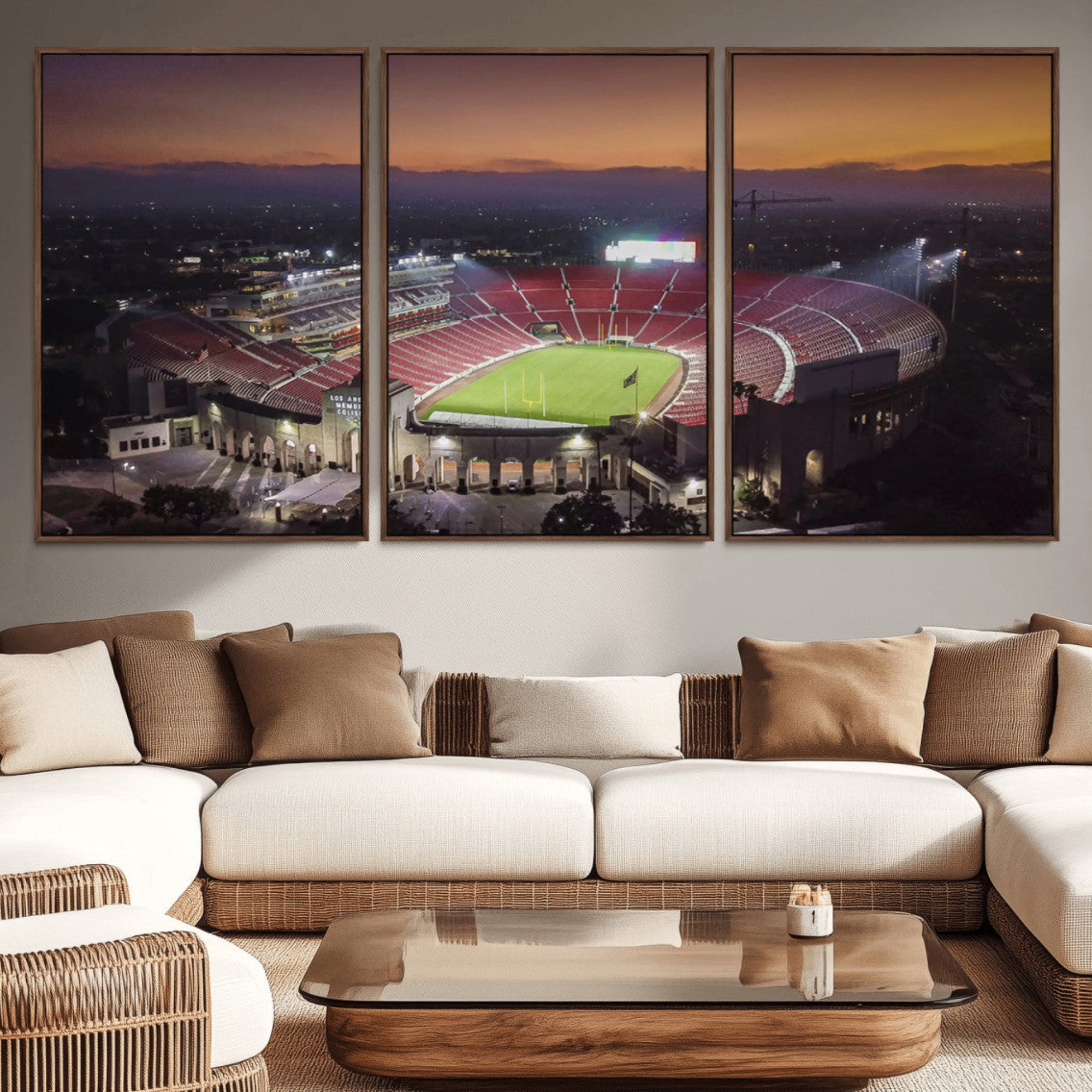 50666-MGV-CV-36X24-The University of Southern California USC Trojans Football Team Print - Los Angeles Memorial