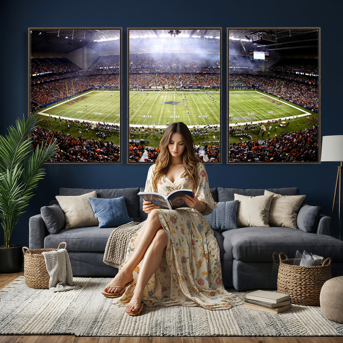 46972-MGV-CV-36X24 - The University of Texas at San Antonio Roadrunners Football Team Print, Framed and Ready to Hang