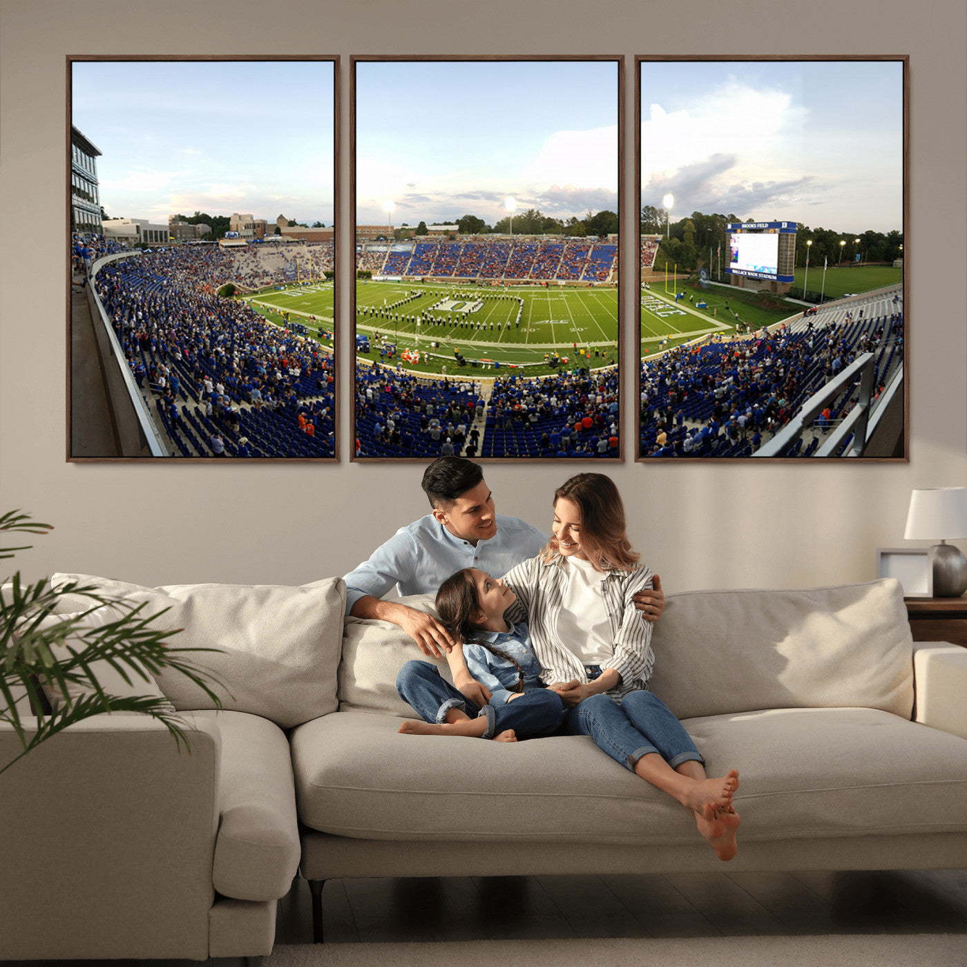 MGV-FC-60X30-3P - The Duke University Blue Devils Football Team Print - Durham Wallace Wade Stadium Wall Art Canvas