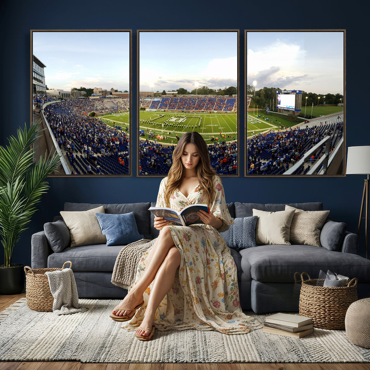 44850-MGV-CV-36X24 - The Duke University Blue Devils Football Team Print, Durham