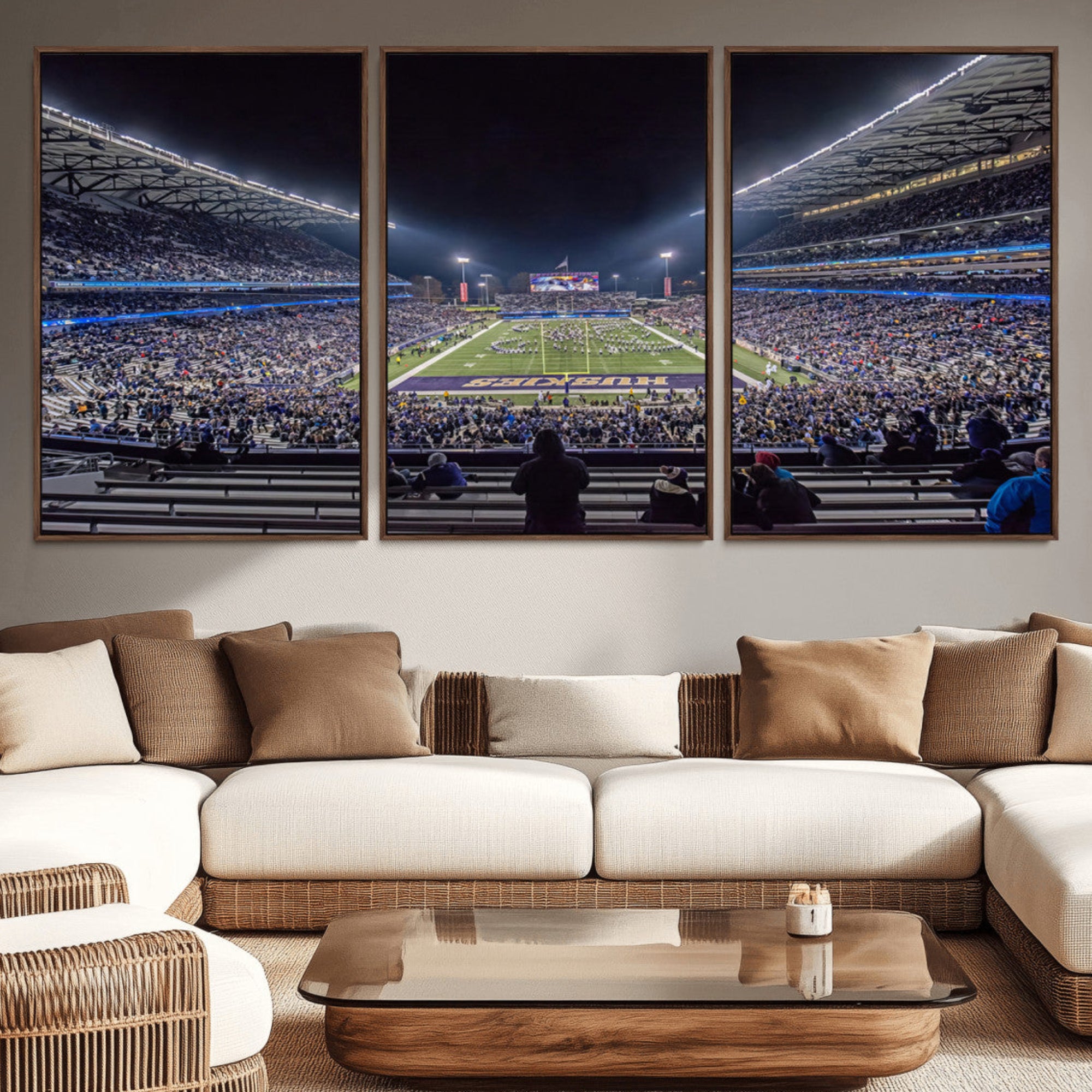 85780-MGV-CV-36X24-The University of Washington Huskies Football Team Print - Seattle Husky Stadium Wall Art Canvas
