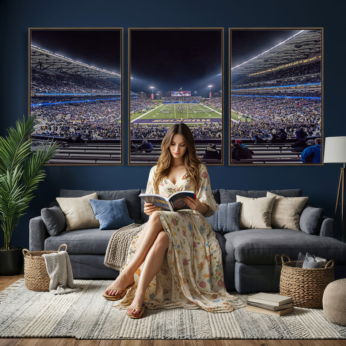 85780-MGV-CV-36X24 - The University of Washington Huskies Football Team Print, Extra Large Game Room Wall Decor