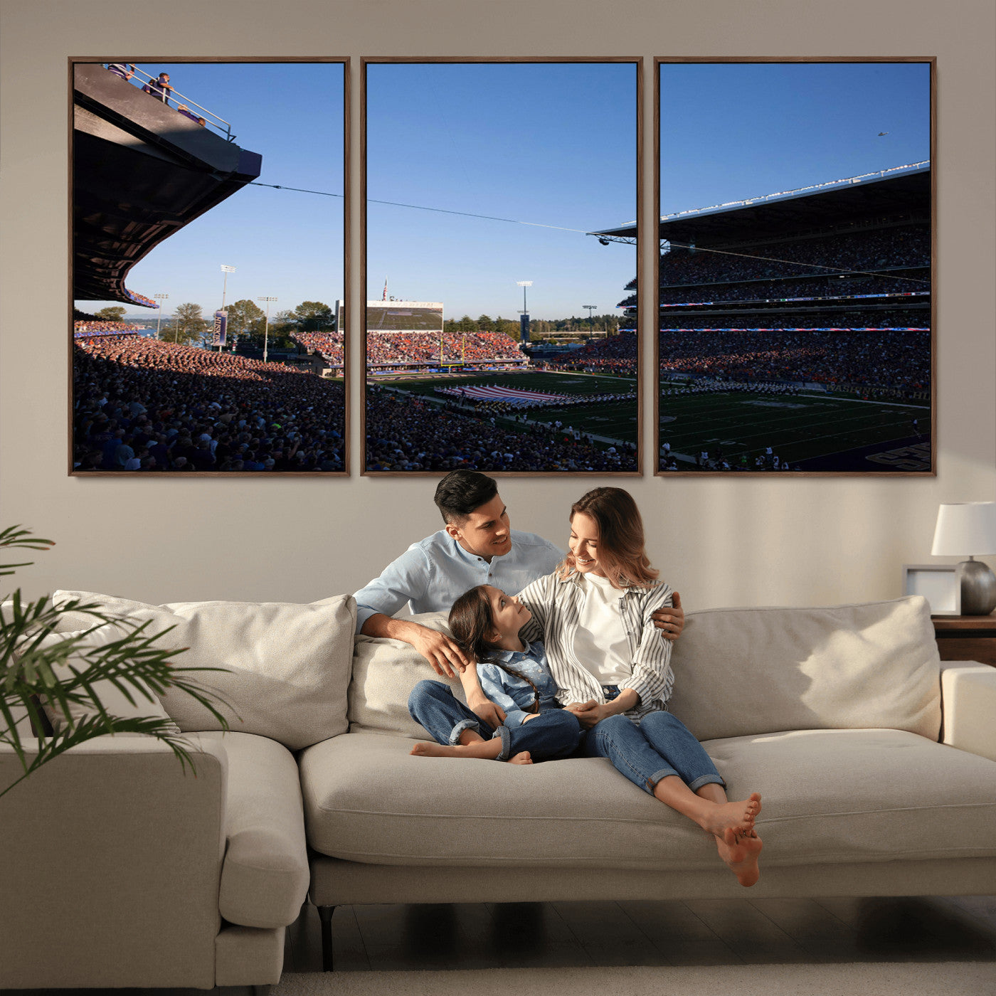 MGV-FC-60X30-3P - The University of Washington Huskies Football Team Print - Seattle Husky Stadium Wall Art Canvas