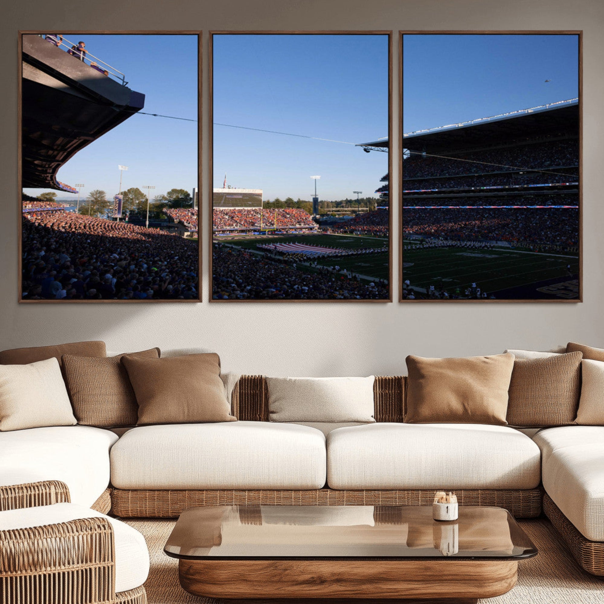 55028-MGV-CV-36X24-The University of Washington Huskies Football Team Print - Seattle Husky Stadium Wall Art Canvas