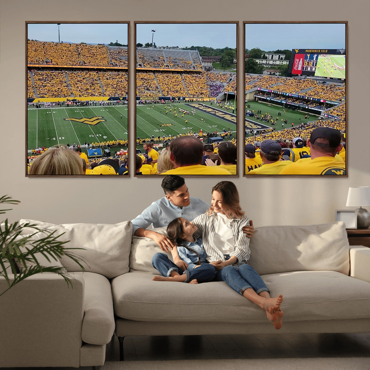 MGV-FC-60X30-3P - Puskar Stadium Canvas Print Wall Art - Morgantown Print - West Virginia University Mountaineers