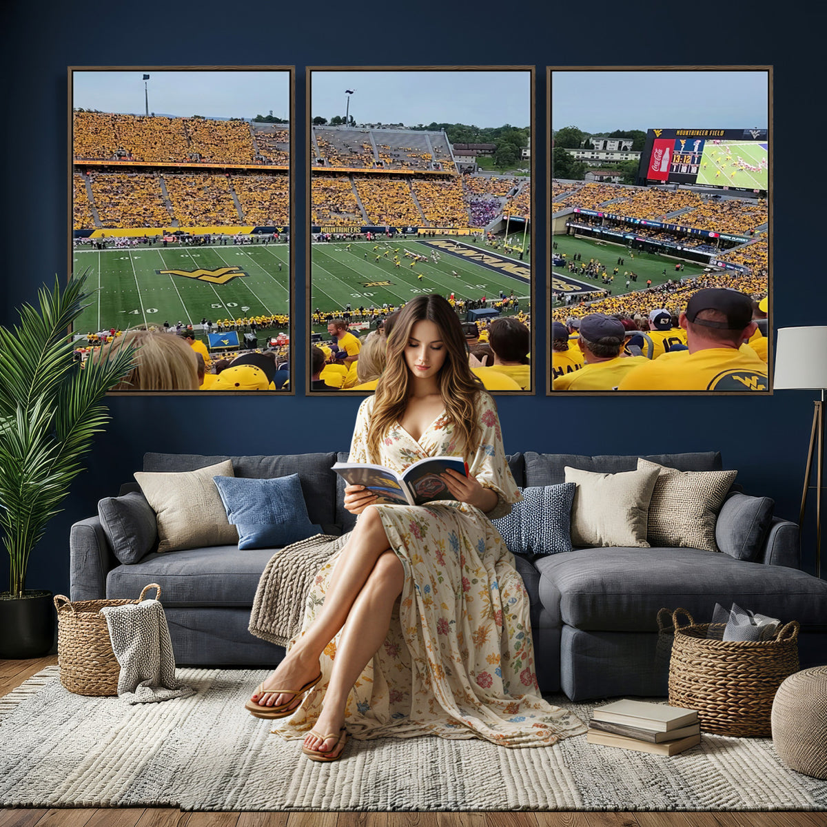 18056-MGV-CV-36X24 - Puskar Stadium Canvas Print Wall Art, Morgantown Print