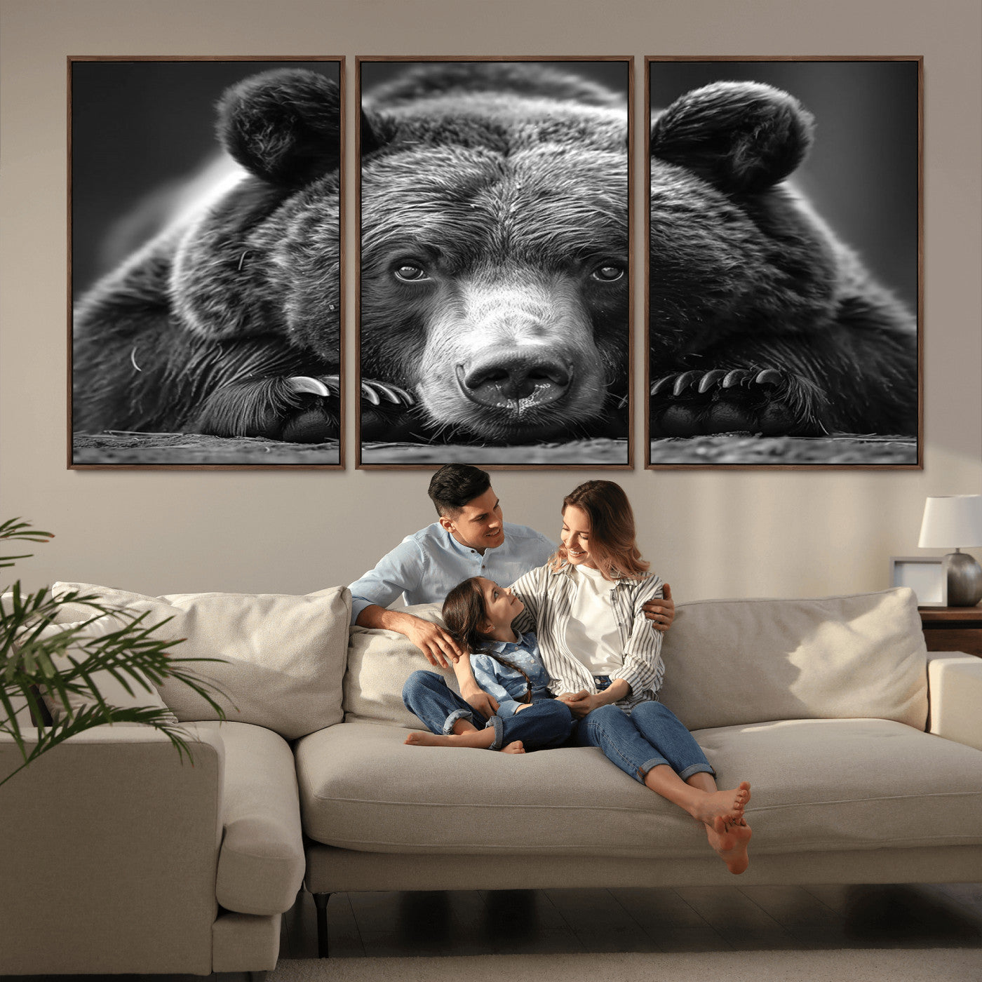 MGV-FC-60X30-3P - Resting Grizzly 399 Bear Canvas Print | Ready to Hang Wall Art | Rustic Cabin & Farmhouse Decor |