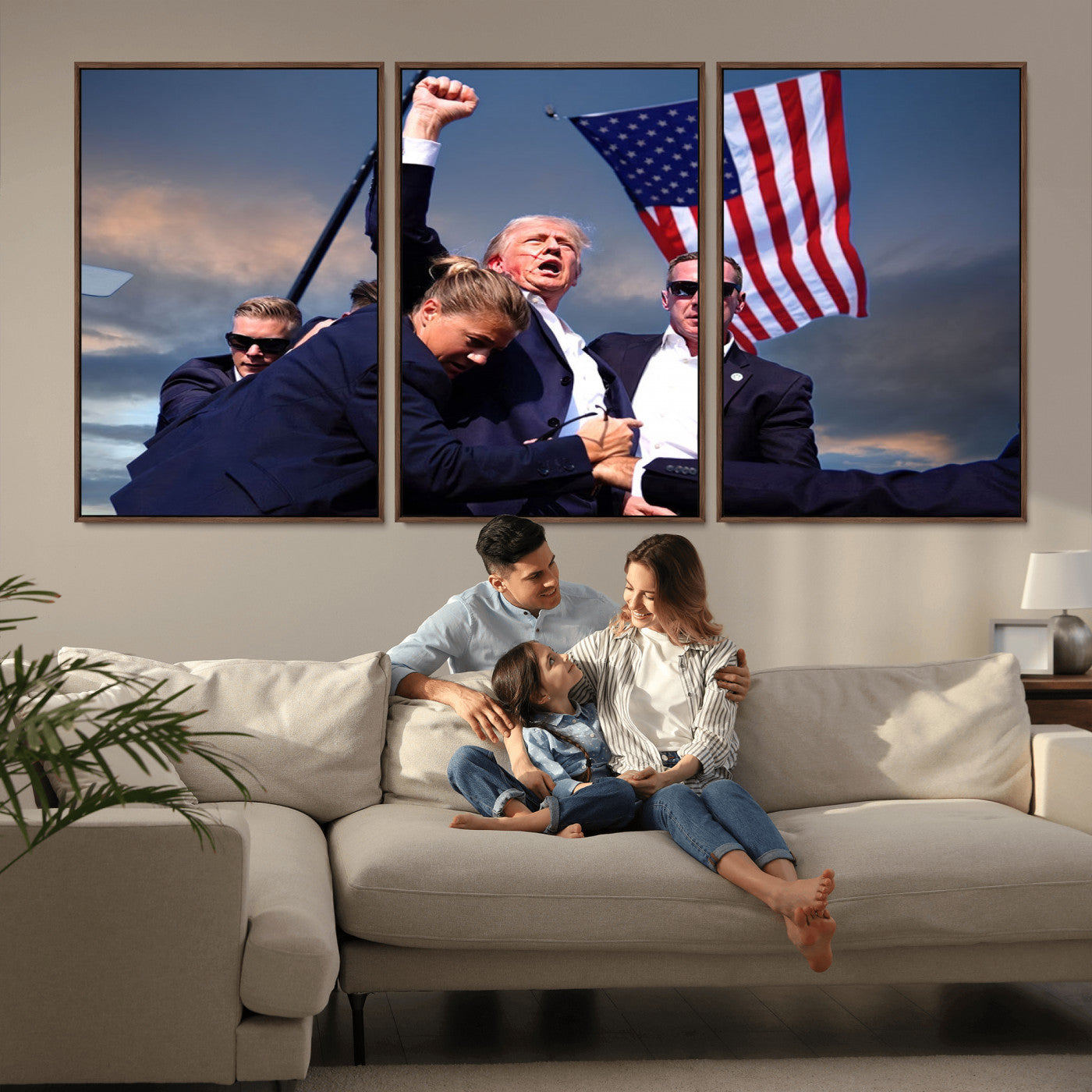 MGV-FC-60X30-3P - Donald Trump Assassination Attempt Wall Art Print, Trump Historic Footage - Iconic Reaction by Trump