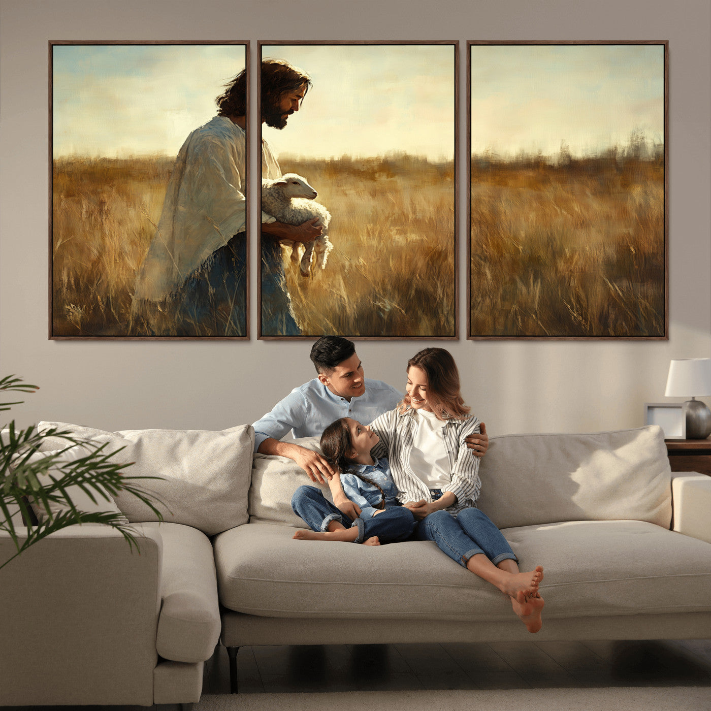 MGV-FC-60X30-3P - Jesus the Good Shepherd Wall Art Canvas Print - Inspirational Christian Religious Print for Prayer