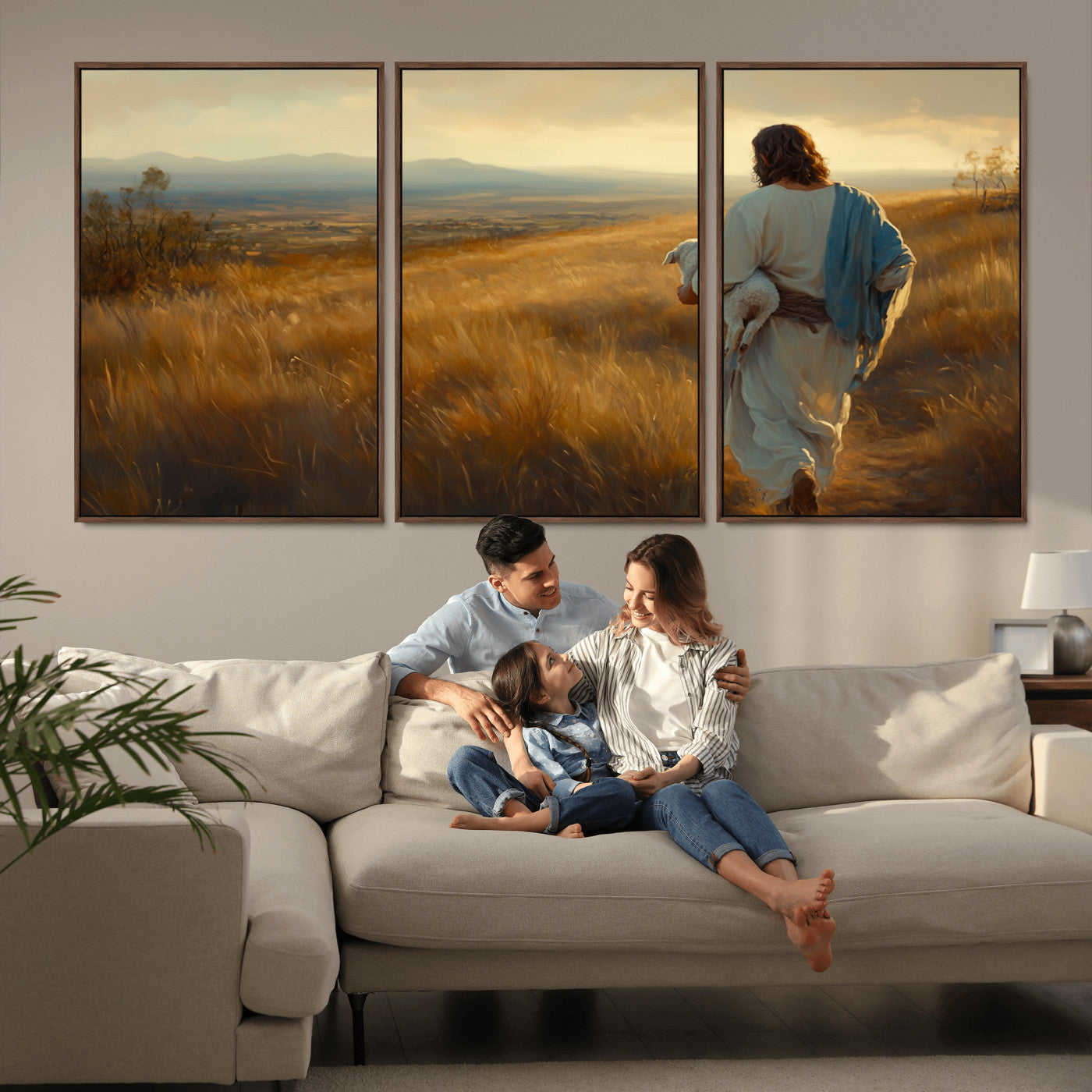 MGV-FC-60X30-3P - Jesus the Good Shepherd Wall Art Canvas Print - Inspirational Christian Religious Print for Prayer