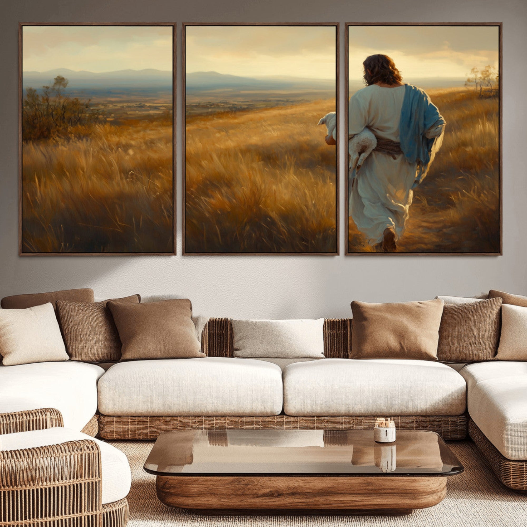 -Jesus the Good Shepherd Wall Art Canvas Print - Inspirational Christian Religious Print for Prayer
