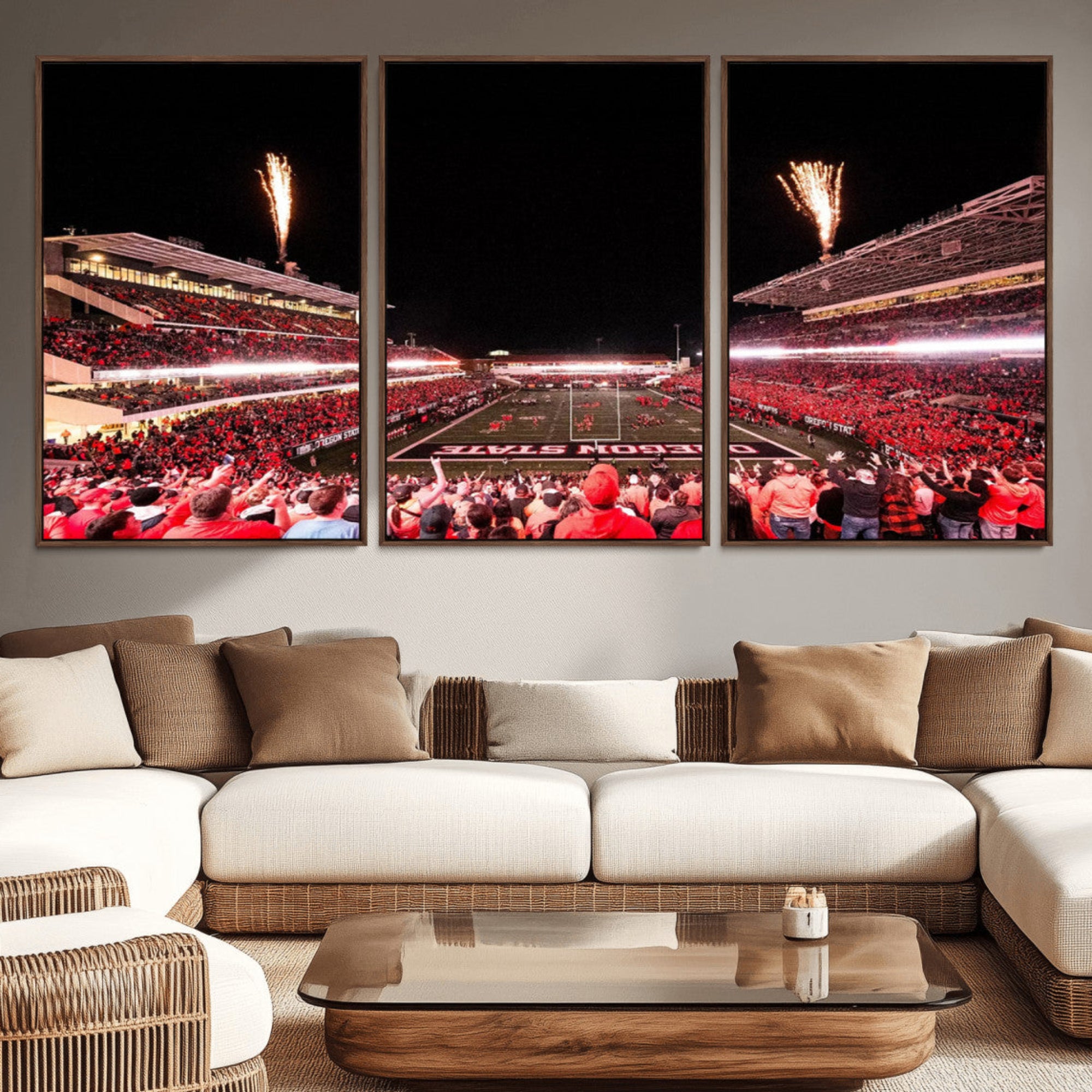 52633-MGV-CV-36X24-Oregon State Beavers Football Team Print - Corvallis Reser Stadium Wall Art Canvas Print