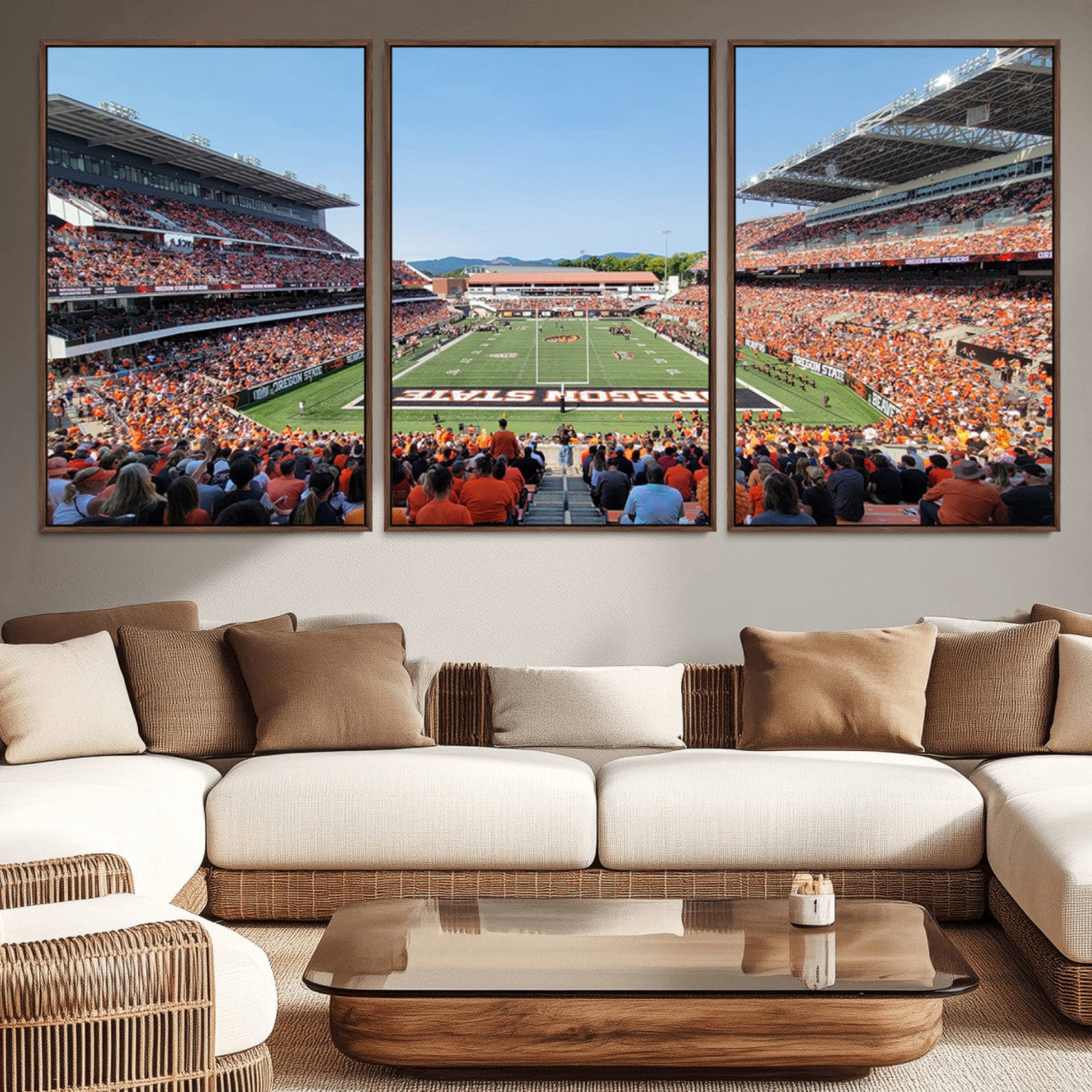 35211-MGV-CV-36X24-Oregon State Beavers Football Team Print - Corvallis Reser Stadium Wall Art Canvas Print
