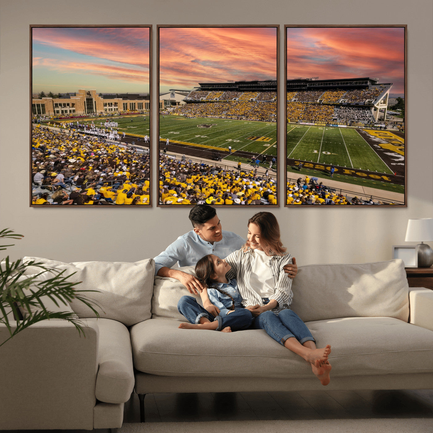 MGV-FC-60X30-3P - University of Wyoming Cowboys Football Team Print - Laramie Jonah Field War Memorial Stadium Wall