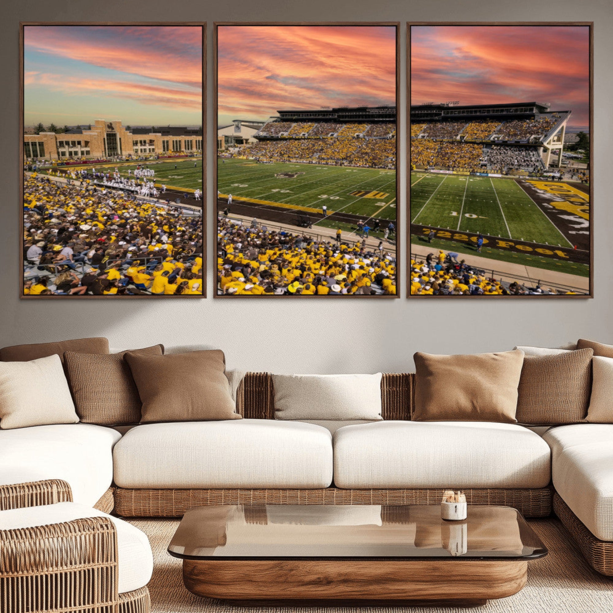 90508-MGV-CV-36X24-University of Wyoming Cowboys Football Team Print - Laramie Jonah Field War Memorial Stadium Wall