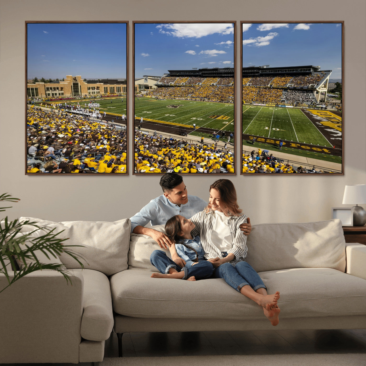 MGV-FC-60X30-3P - University of Wyoming Cowboys Football Team Print - Laramie Jonah Field War Memorial Stadium Wall