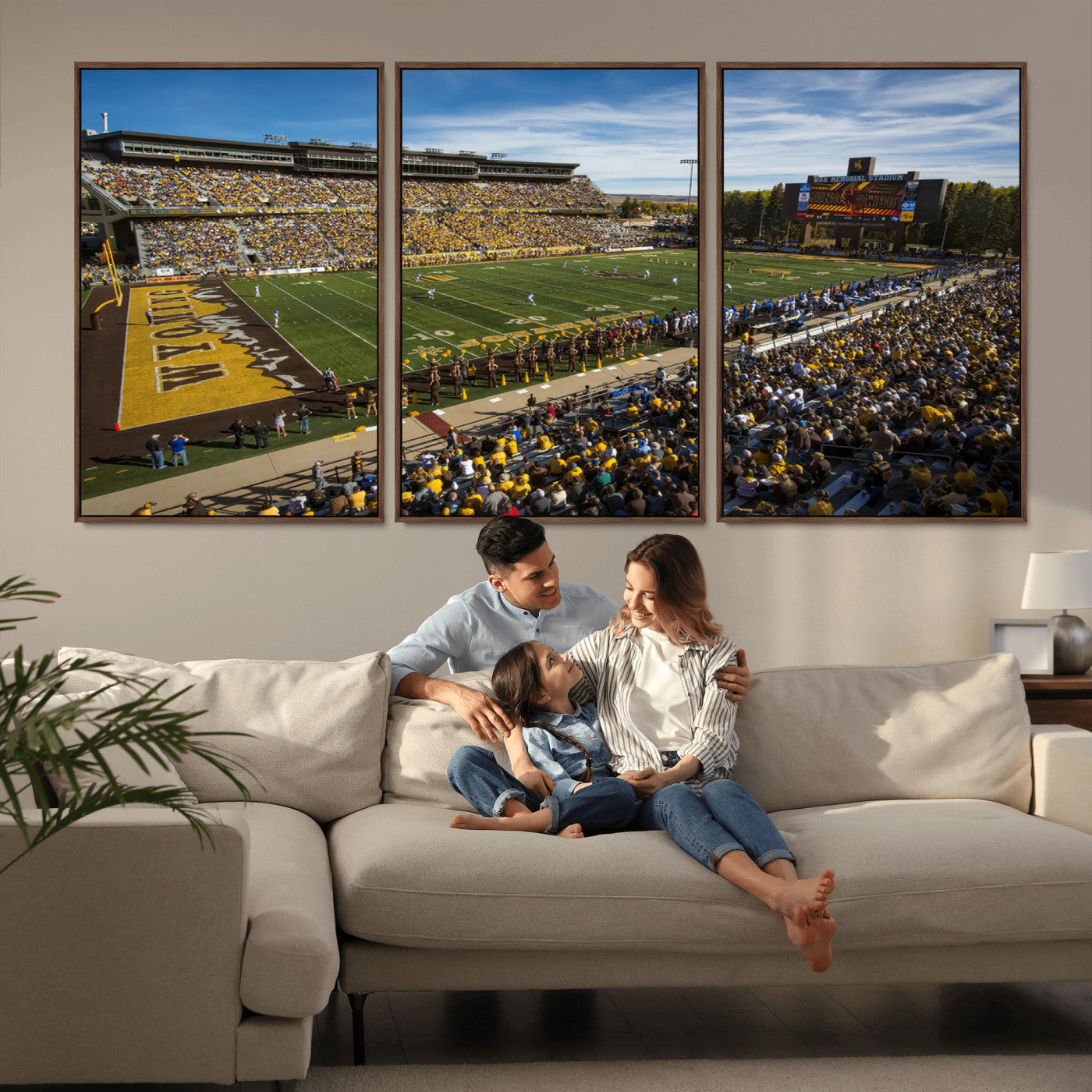 MGV-FC-60X30-3P - University of Wyoming Cowboys Football Team Print - Laramie Jonah Field War Memorial Stadium Wall