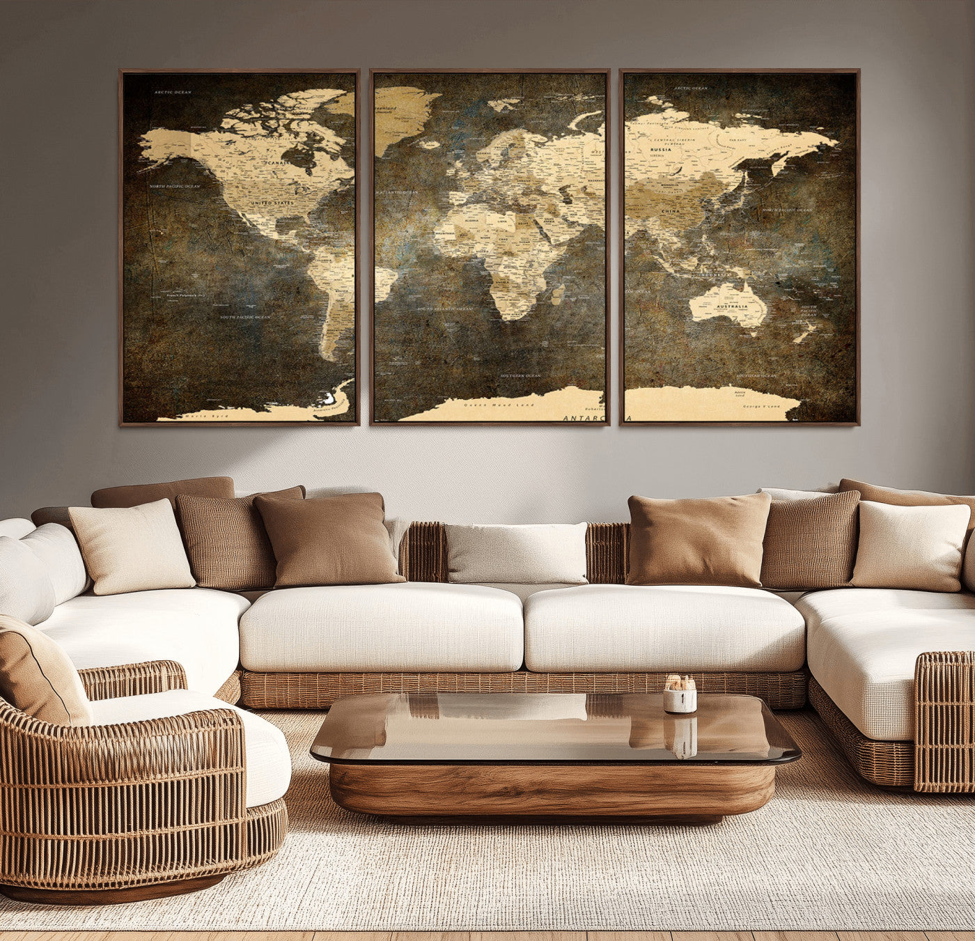 28268-MGV-CV-36X24-Push Pin World Map Canvas Print – Travel Tracker Wall Art for Couples, Perfect Anniversary Gift for Home or Office Decor