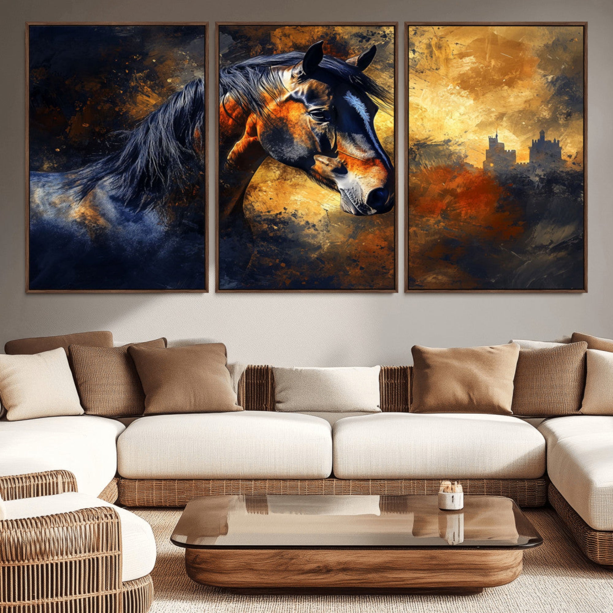 -Abstract Horse Art Print - Abstract Canvas Wall Art | Perfect for Rustic Farmhouse, Modern, or