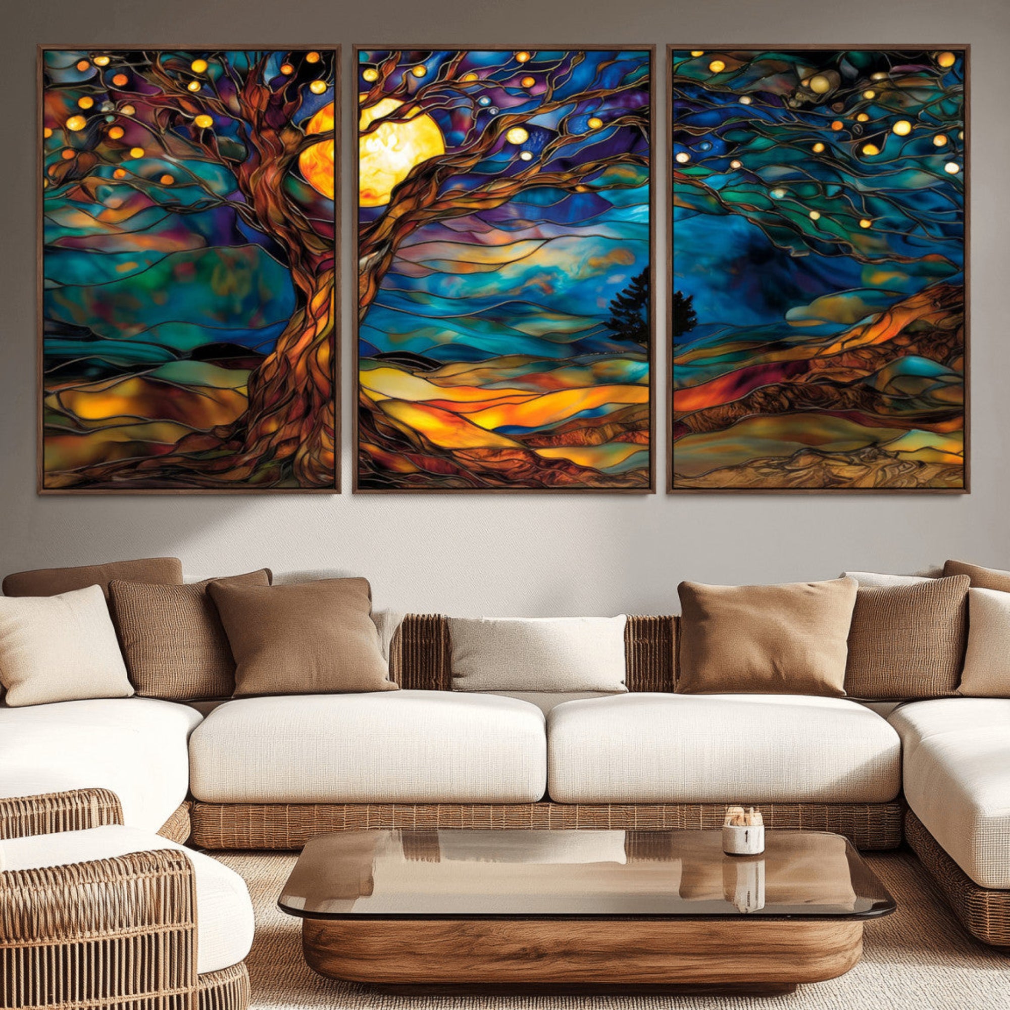 18319-MGV-CV-36X24-Tree of Life Wall Art - Yggdrasil Tree of Life Canvas Print - Vibrant Moonlit Tree Wall Art, Tree