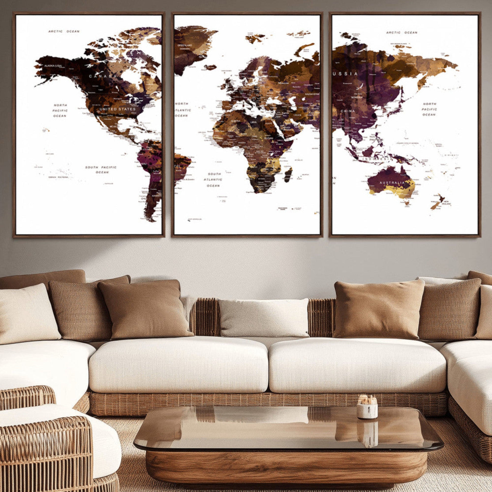 50611-MGV-CV-36X24-Push Pin World Map Canvas Print – Travel Tracker Wall Art for Couples, Perfect Anniversary Gift for Home or Office Decor
