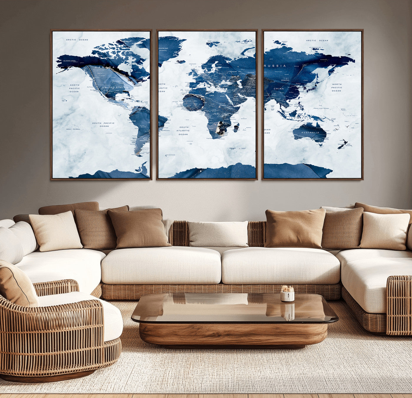 MGV-FC-60X30-3P - Push Pin World Map Canvas Print – Framed Wall Art for Couples to Track Their Travels – Anniversary