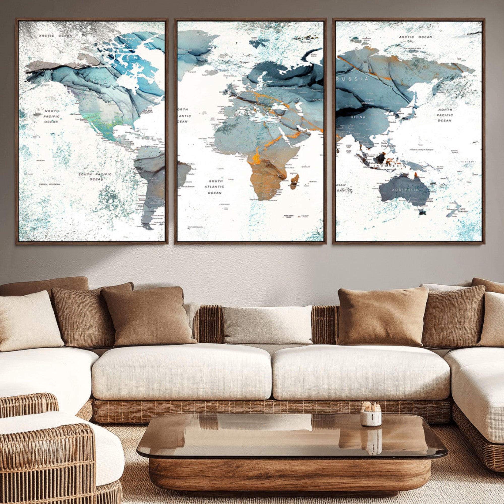 48730-MGV-CV-36X24-Push Pin World Map Canvas Print – Travel Tracker Wall Art for Couples, Perfect Anniversary Gift for Home or Office Decor