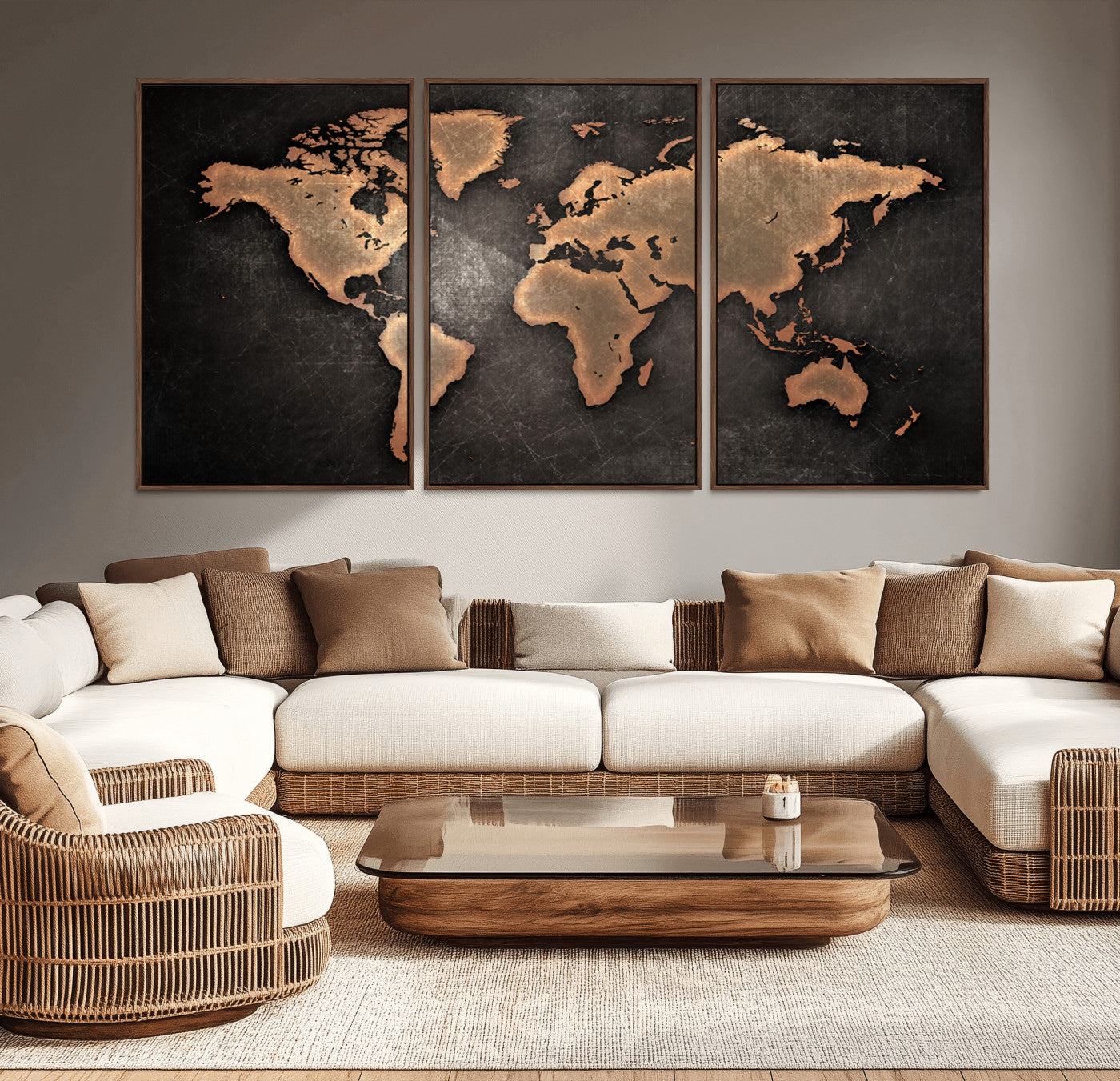 MGV-FC-60X30-3P - Push Pin World Map Canvas Print – Framed Wall Art for Couples to Track Their Travels – Anniversary