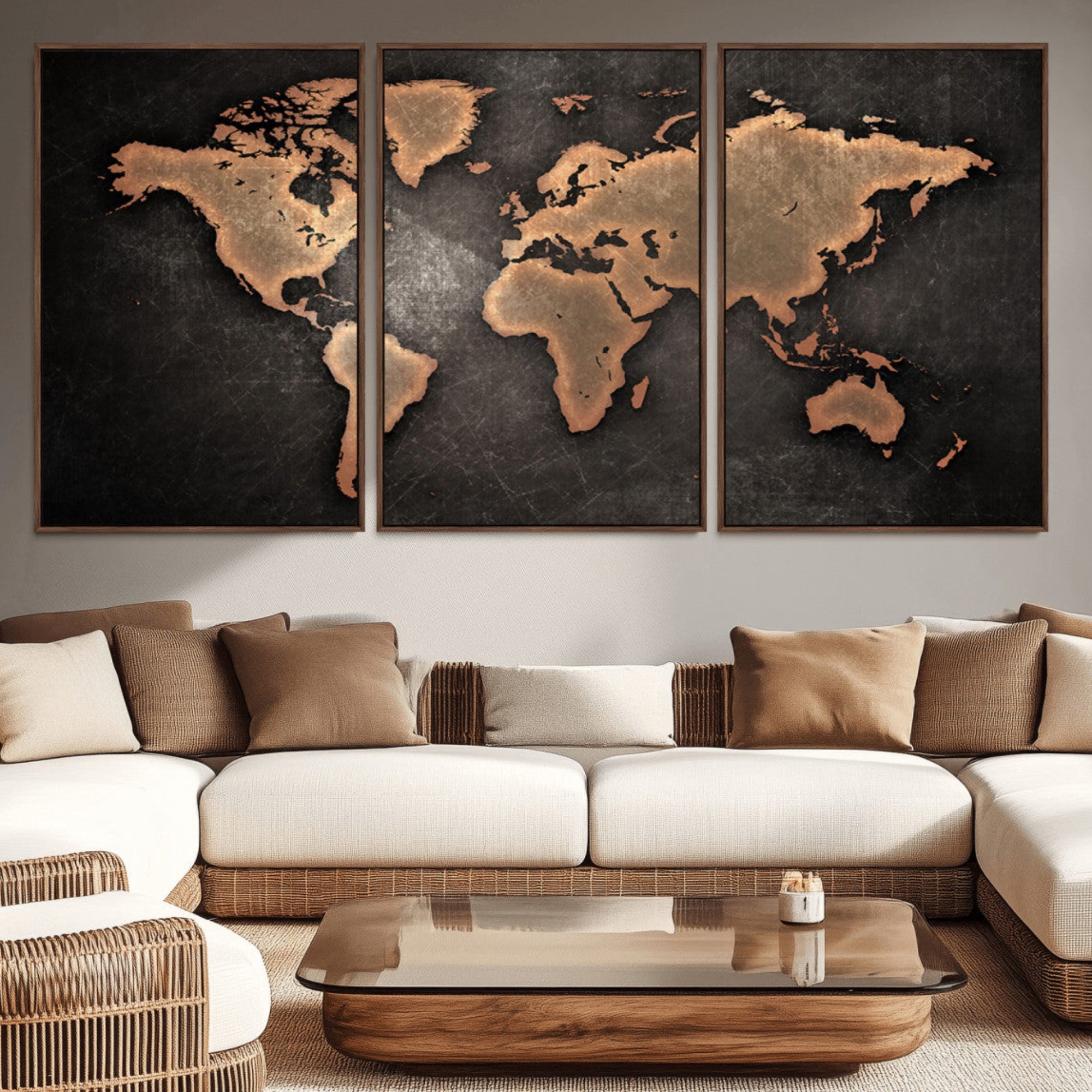 33739-MGV-CV-36X24-Push Pin World Map Canvas Print – Framed Travel Map Wall Art for Couples, Anniversary Gift, Modern Home or Office Decor