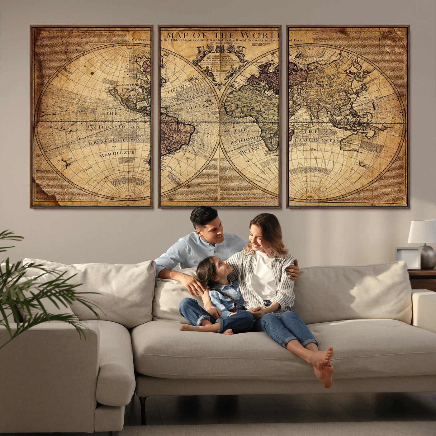 MGV-FC-60X30-3P - Push Pin World Map Canvas Print – Framed Wall Art for Couples to Track Their Travels – Anniversary