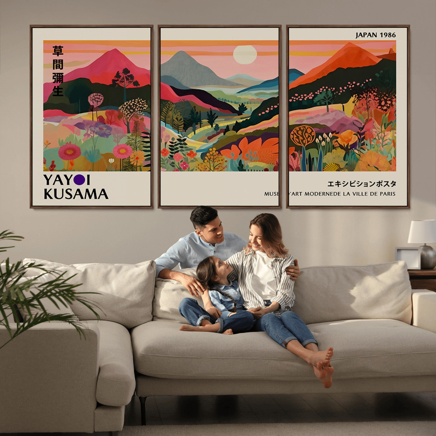 MGV-FC-60X30-3P - Yayoi Ba Bam 1986 Wall Art Print - Comes Away to Kiss Sabi Sabi Japanese Wall Art Print - Vibrant