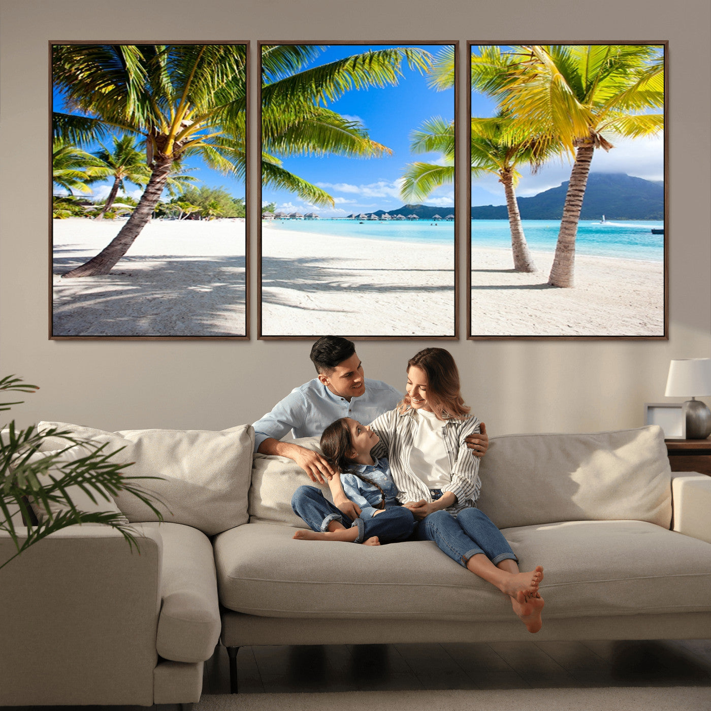 MGV-FC-60X30-3P - Blue Beach and Sea Wall Art Canvas Print
