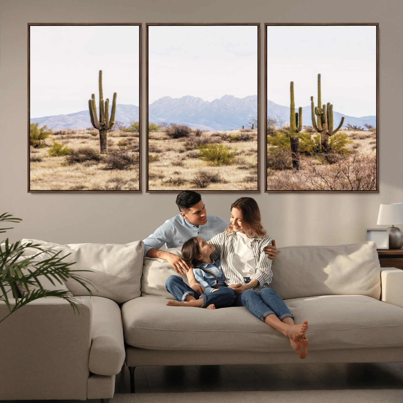 MGV-FC-60X30-3P - Arizona Desert Wall Art Print | Arizona Desert Canvas Print with Saguaro Cacti | Southwestern