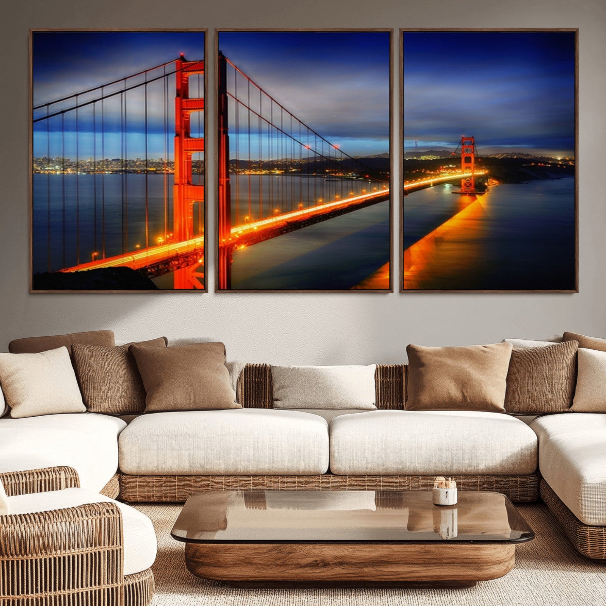 -Large Wall Art San Francisco Canvas Print - Wonderful Golden Gate Bridge at Twilight