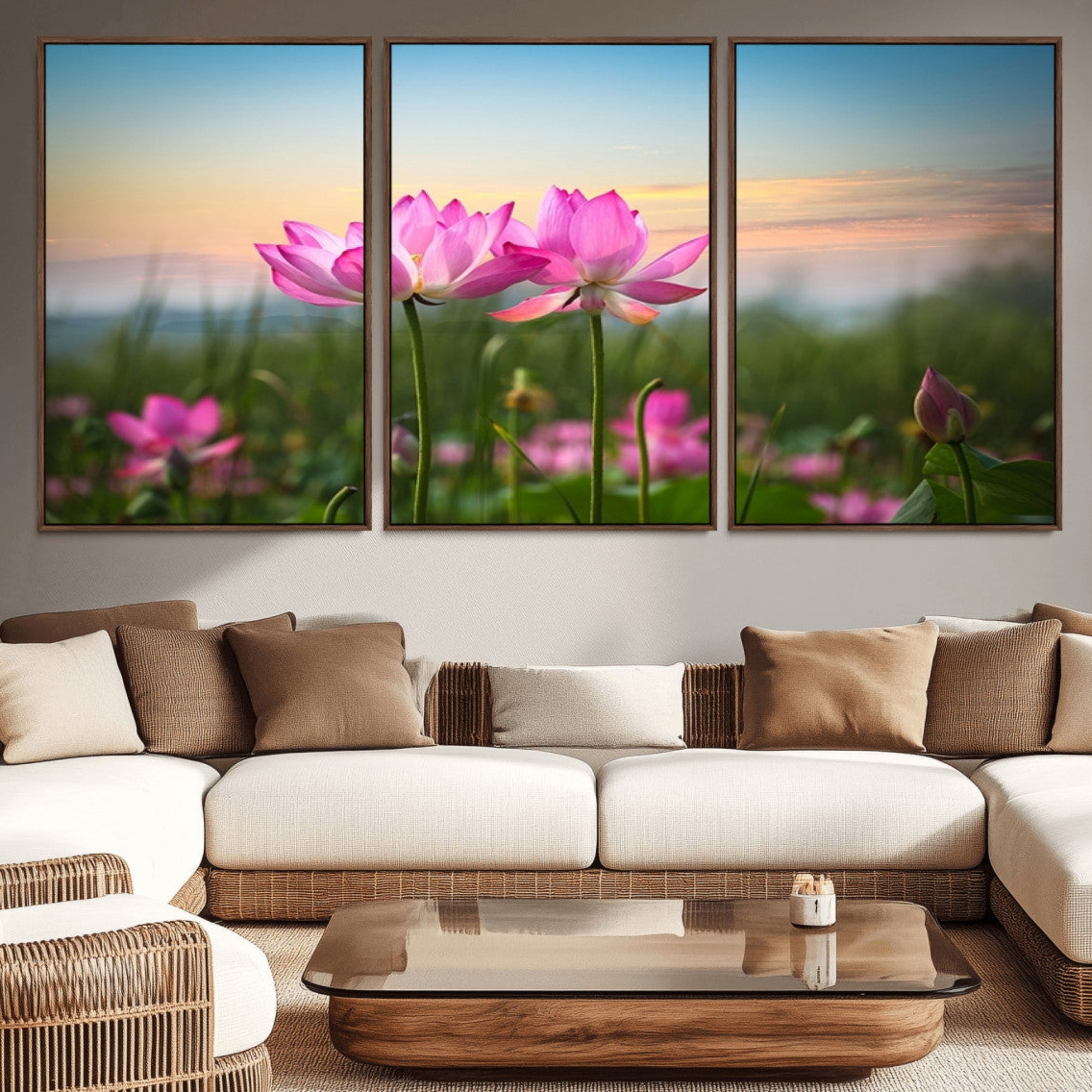 64234-MGV-CV-36X24-Pink Flower on the Mountain Canvas Print, Framed Pink Flower Canvas Wall Art