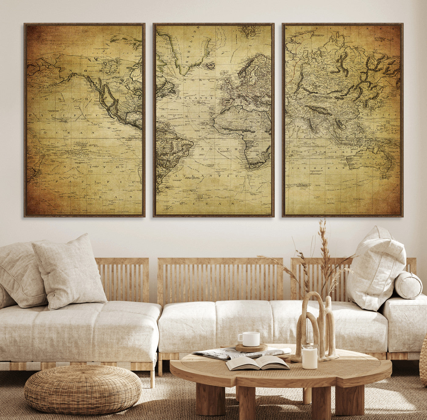 55170-MGV-FC-60X30-3P_Walnut-Push Pin World Map Canvas Print – Travel Tracker Wall Art for Couples, Perfect Anniversary Gift for Home or Office Decor