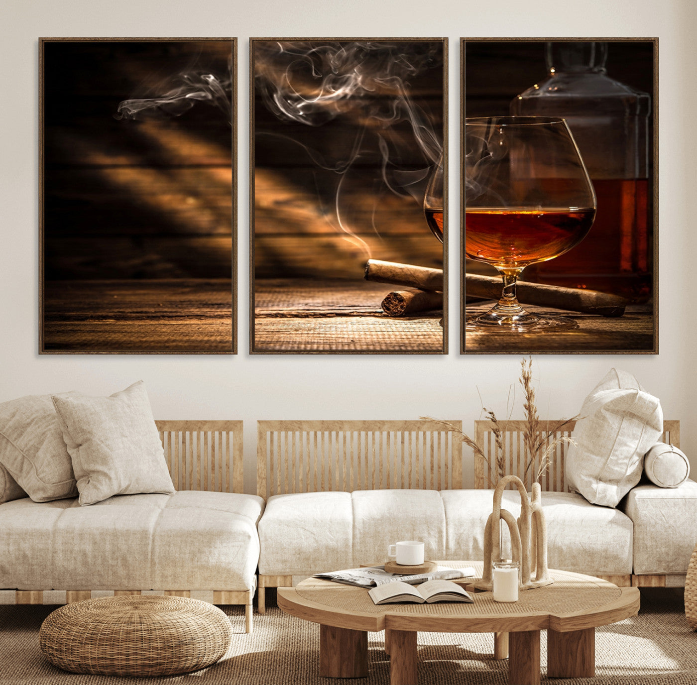 MGV-FC-60X30-3P - Whiskey and Cigar Wall Art Canvas Print