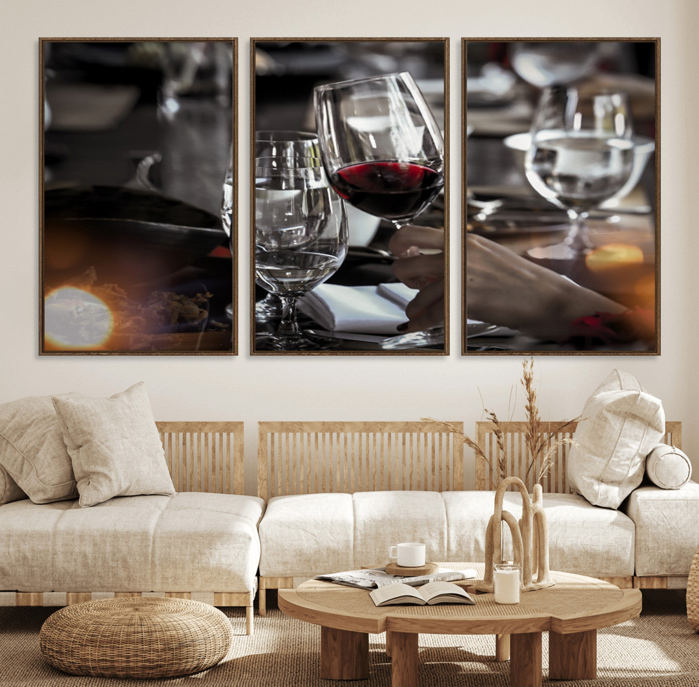 75513-MGV-FC-60X30-3P_Walnut-Red Wine and Glass Canvas Print